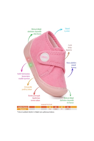 Kiko Kids Petri Günlük Işıklı Kız Bebek Ev Okul Kreş Panduf Pembe Pembe