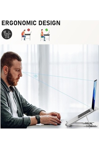 Ebitda D24-3 Alüminyum Katlanabilir Bilgisayar Soğutma Standı - Gri, 15,6 Dizüstü Uygun