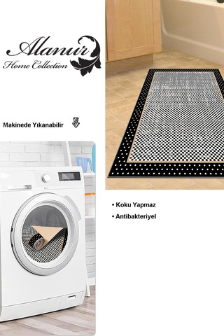 Dekoreko Kaymaz Taban Djt Banyo Halısı Yıldız Deri Modern 604m Siyah