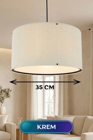 Krem Kumaş Başlıklı Sarkıt Avize 35 Cm Diğer