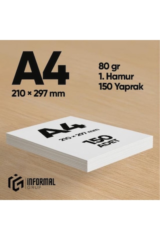 İnformal Fotokopi Kağıdı Premium Kalite A4 80 Gr 150 Yaprak
