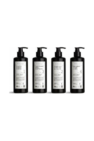 Mercada Siyah No1 Purifying And Soothing Shampoo 380ml + No 2 Shower Gel 380 Ml + No 3 Conditioner 380 Ml + No 4 Hand & Body Lotion 380ml
