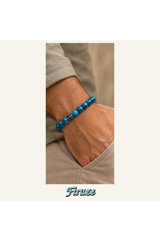 Firuze Taşı Bileklik 8 Mm, Unisex, Elastik Çok Renkli
