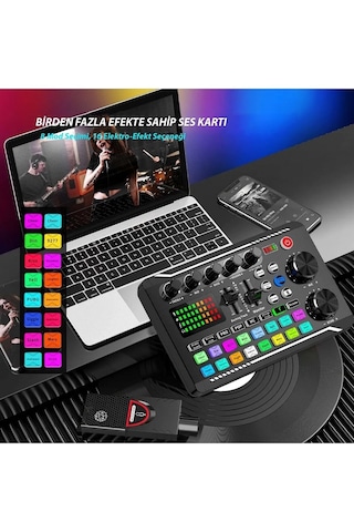 Yenilzd Stüdyo Ses Mikseri Şarjlı Dj Canlı Yayın Kondenser Mikro