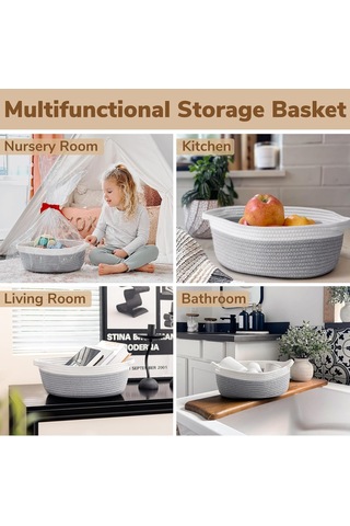 Giysiler İçin Kulplu Küçük Dokuma Depolama Sepeti, 12 "x 8" X 5 " 1