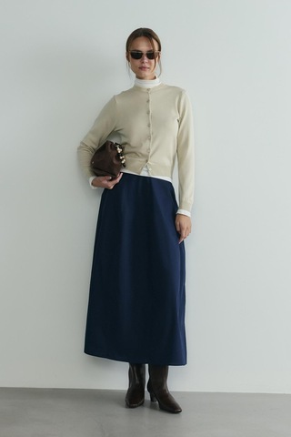 Suud Collection Bej Lea Triko Hırka