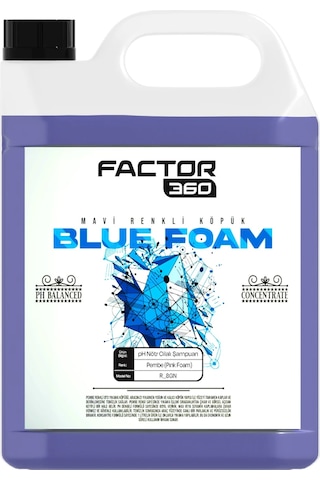 Factor360 Blue Foam Mavi Renkli Oto Yıkama Köpüğü Oto Şampuan 1:15 Konsantre 5 L