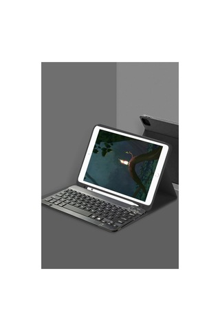 İpad Uyumlu Pro 12.9 2022 Kılıf Kc01 Smart Klavyeli Tablet Kılıfı - Siyah