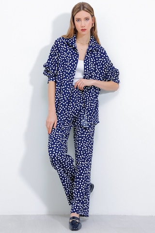 Kadın Puantiyeli Lacivert Ekru Örme İkili Takım 5858 5858bgd19-117-14773 001