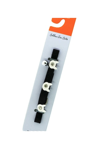 Luxury Paws Kedi Boyun Tasması Felix Taşlı Siyah 10mm-32CM