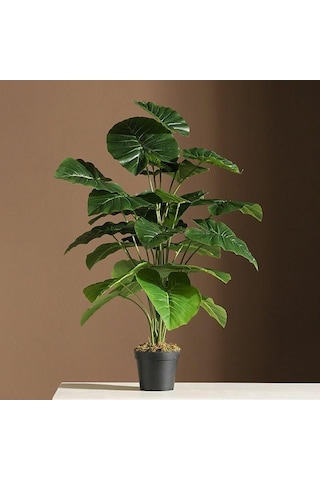 Pothos Yeşil Yapay Salon Çiçeği Saksıda18 Dal 75 cm
