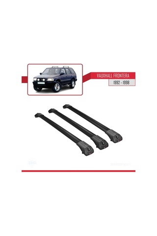 Vauxhall Frontera 1992-1998 Arası İle Uyumlu Ace-1 Ara Atkı Tavan Barı Siyah 3 Adet Bar