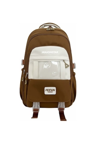 Sevimli Karikatür Desenli Yumuşak Kız Okul Çantası, Kadın Ve Genç Kızlar İçin Şık Sırt Çantası, Laptop Ve Tablet Taşımaya Uygun Öğrenci Çantası Kahverengi