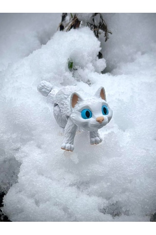 Kedi Oyuncak Mavi Gözlü Beyaz 3d Hareketli Organik Vip - Orta Boy