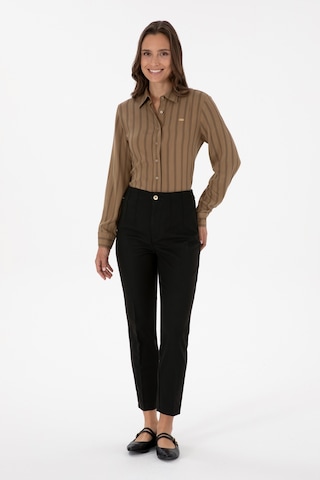 U.S. Polo Assn. Kadın Siyah Carrot High Waist Fit Kanvas Pantolon 50309266-VR046