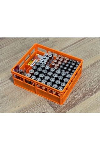 Pil Saklama Kutusu Sandığı Xxl Aa / Aaa / 9v 2032 Para Pili Plastik Kasa Görünümlü Turuncu