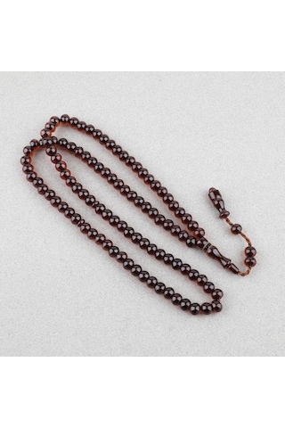 Ateş Kehribar 99luk Namaz Tesbih Tekerlek Kesim 9x7mm Tesbih - Kahverengi Kahverengi