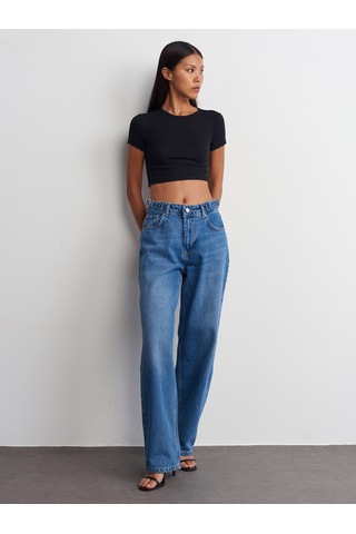 Dilvin Modal Crop Top Siyah