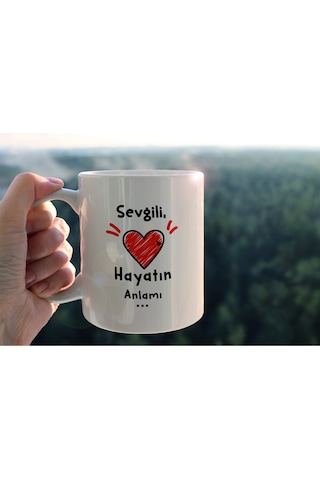 Sevgiliye Özel Baskılı Seramik Kahve Çay Kupası Beyaz