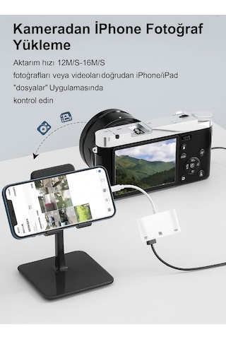 Kb-10 Apple iPhone Uyumlu Lightning 3ın1 Ethernet Rj45 Ve Usb Kamera Adaptörü