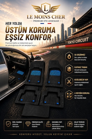 Isuzu Trooper Ls Havuzlu Oto Paspası Kaymaz Taban Dayanıklı Enerji Mavi