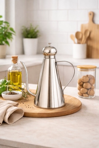 Qerhome Paslanmaz Çelik Inox Yağlık & Sosluk 1000 Ml 1 Adet Gümüş - Gri