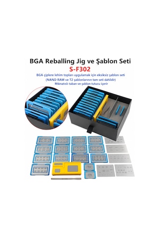 S-f302 Bga Reballing Manyetik Stencil Seti Ram Nand T2 M1 M2 Rework Tamir Kiti