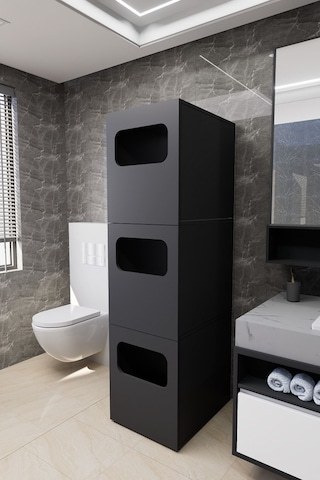 Lavina Banyo Kirli Sepetli Çamaşır Dolabı Antrasit Antrasit