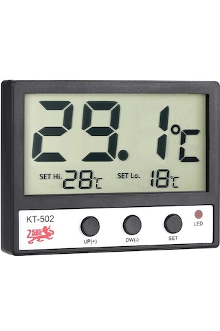 Mufunye Akvaryum Isı Ölçerü Kt502 Siyah Lcd Ekranlı Yüksek-düşük Sıcaklık Alarmlı Pil Yok