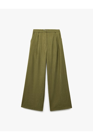 Koton Crinkle Kumaş Cepli Düz Bol Paça Palazzo Pantolon Haki 5sak40093ew Haki