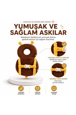 İlk Adım Güvenlik Yastığı Bebek Kafa Koruma Boyun Destek Minderi Arı
