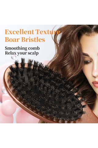 Xiyyadms Saç Tutanaklarını Çözücü Kuru Saç Fırçası - Domuz Tüyü Dişli Saç Bakımı Fırçası - Aşılamalı Saç Bakıma Yardımcı Fırça - Anti-statik Saç Fırçası