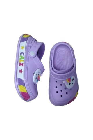 Calx Kız Çocuk Figürlü Kaydırmaz Taban Terlik Sandalet Bnt7030 Mor