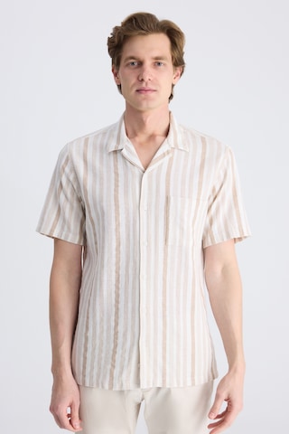 Twn Relaxed Fit Bej Armürlü %100 Pamuklu Gömlek 4ec02f1023132 Bej