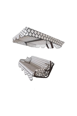 Süngersiz Tenteli Salıncak Kumaş Seti 3 Kişilik Süngersiz 164x47 Cm Alaçatı Model Siyah - Beyaz