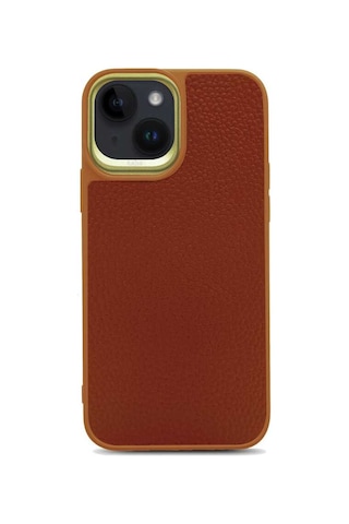 Kajsa Apple Uyumlu iPhone 14 Plus Kılıf Soft Deri Metal Kamera Çerçeveli Kajsa Litchi Kapak KAJSA-25512