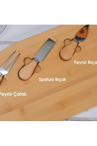 Naturalove Bambu Servis Setli Büyük Peynir Ve Ikram Tablası 45 CM