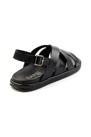 Bambi Siyah Leather Erkek Sandalet E05863955543 Siyah