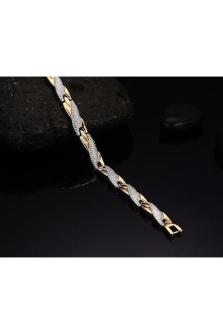 Manyetik Terapi Bilezik Zarif Çelik Bilezik Takı Terapötik Gümüş Ve Altın Kaplama Altın Gümüş Altın - Gümüş