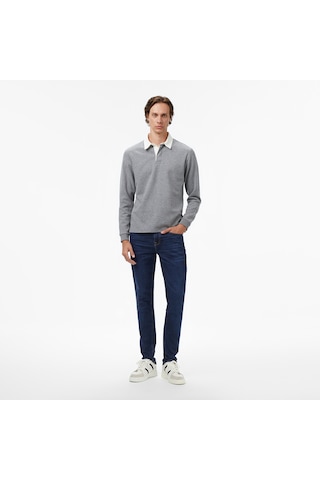 Nautica Erkek Gri Classic Fit Uzun Kollu Polo Yaka T-shirt Düz K57011t Gri