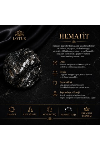 Dark Noble Ultra Premium Tesbih Ince Taneli Hematit Erkek Tesbihi Füme