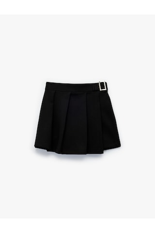 Koton Toka Detaylı Viskon Karışımlı Pileli Etek Siyah 6wkg40069ak SiYAH