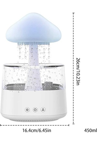 Yağmur Bulutu Nemlendirici&mantar Şalale Buhar Makinası Yağmur Sesi Işıklı-bluetooth Hoparlör