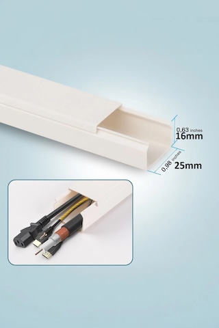 1m Kendinden Yapışkanlı 25x16mm Kablo Kanalı Kolay Montaj Temiz Görünüm Pvc Kablo Gizleyici