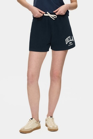 Ucla Lotte Lacivert Baskılı Pamuklu Standard Fit Kadın Örme Şort
