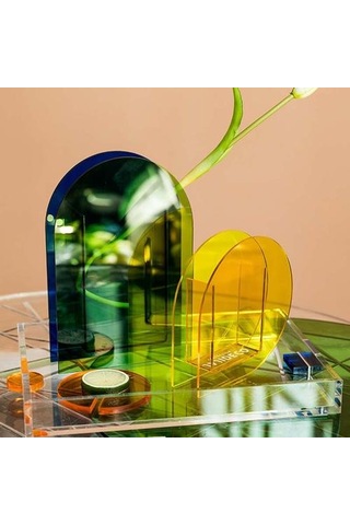 Şeffaf Su Kupası Tepsi Çay Fincanı Depolama Ev Dikdörtgen Yaratıcı Basit Modern Depolama Tepsileri Mavi Ahşap - Gri