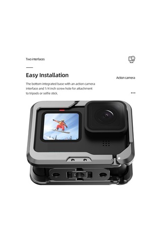 Skycity Gopro Hero 12/11/10/9 Uyumlu Alüminyum Metal Kamera Kafesi - Soğuk Ayaklı Tabanlı Spor Kamerası Koruması Basit Versiyon