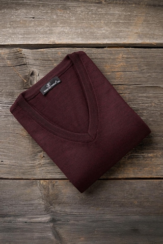 Woolen World V Yaka Battal Büyük Boy Yünlü Triko Kazak Bordo