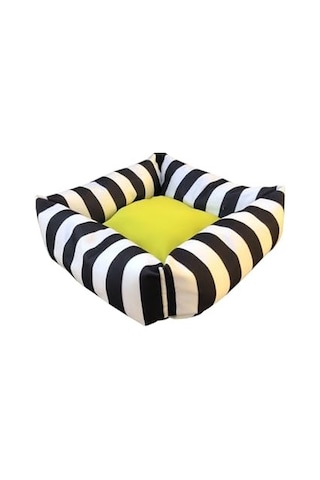 Lüks Kare Zebra Desen Kedi Köpek Yatağı, Sarı