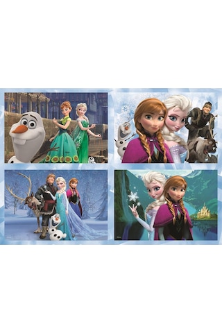 Disney Frozen Elsa Ve Anna 4 Adet Yapboz 24-35-54-70 Parçalı 4'ü 1 Arada